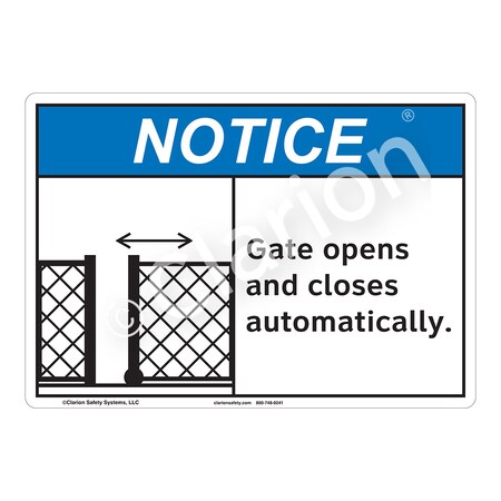 ANSI/ISO Compliant Notice Gate Opens Safety Signs Outdoor Flexible Polyester (Z1) 14 X 10